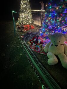 Christmas lights 2024 at Dwight's train on Mustang Drive.