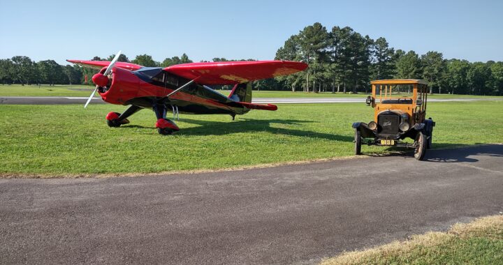 Restored Stinson high-wing taildragger and Ford Model T Wood paneled Auto