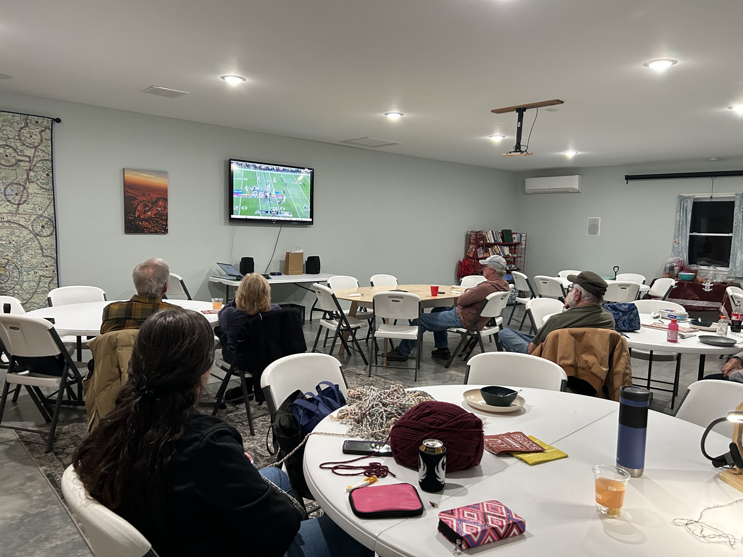 Super Bowl on TV at the community center